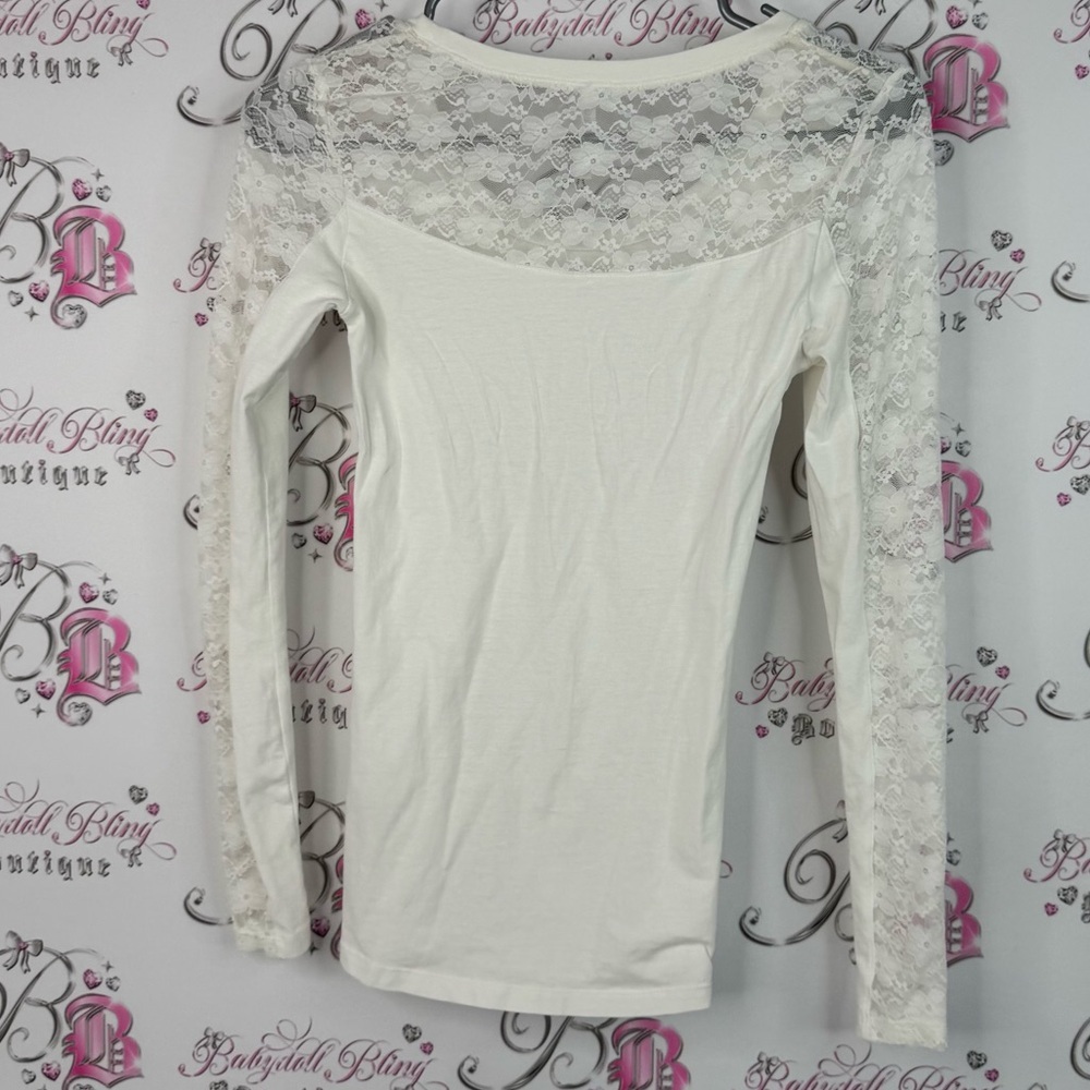 Splash long sleeve Lacie floral y2k cream White Lace Long Sleeve Top - Picture 2 of 9